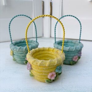 Vintage Midwest Of Cannon Falls Sugared Easter Basket Lot Of 3
